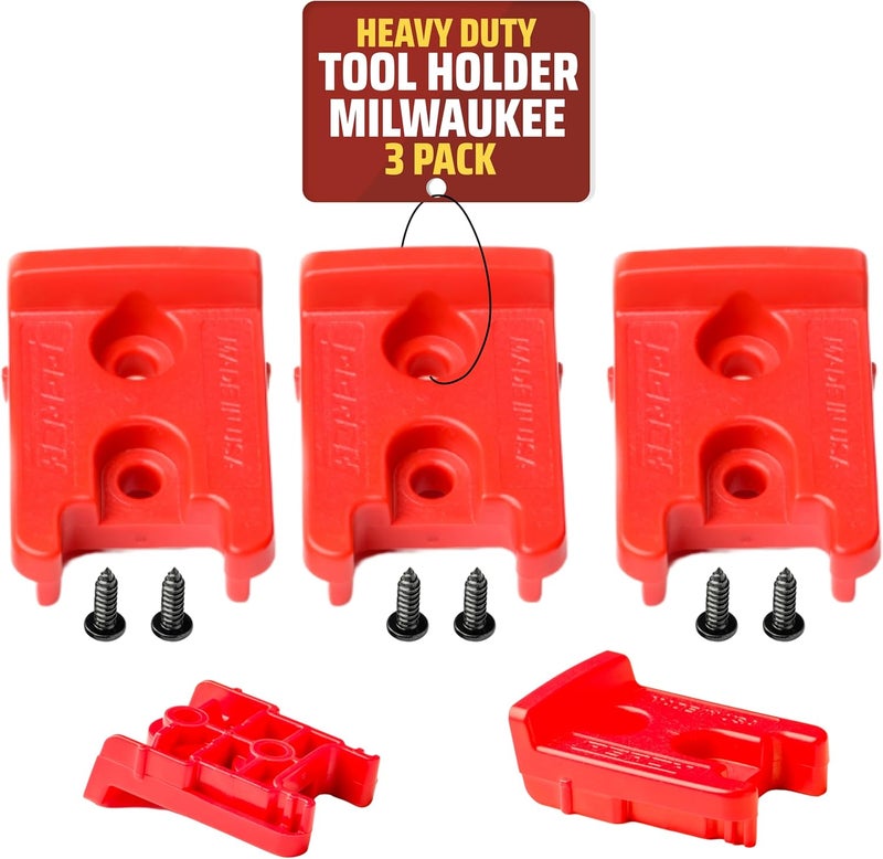 perch 3 Pack Tool Holder for Milwaukee M18/18v Cordless Tools - Snap Fit Tool Organizer for Milwaukee Drill Holder & Wall Mount for Milwaukee Tool Holder with 6 Screws - Easy to Install, Screw in & Lock - Image 1